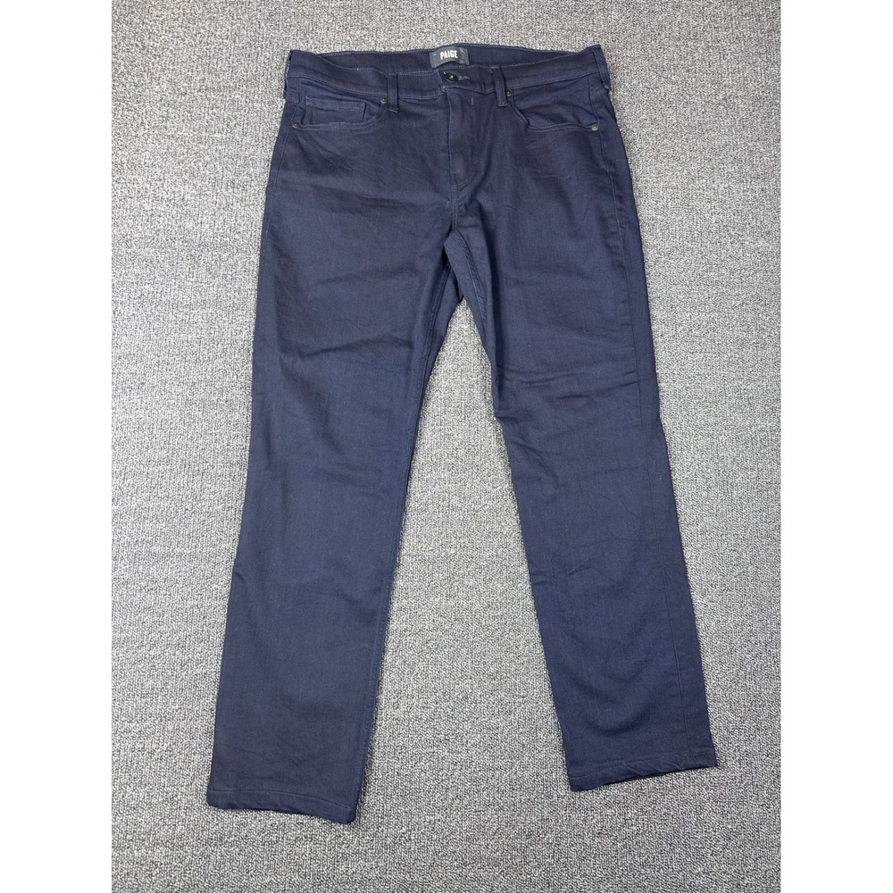Paige Lennox Slim Fit Pants Mens 35x28 Navy Blue Cotton Blend Stretch Trousers‎